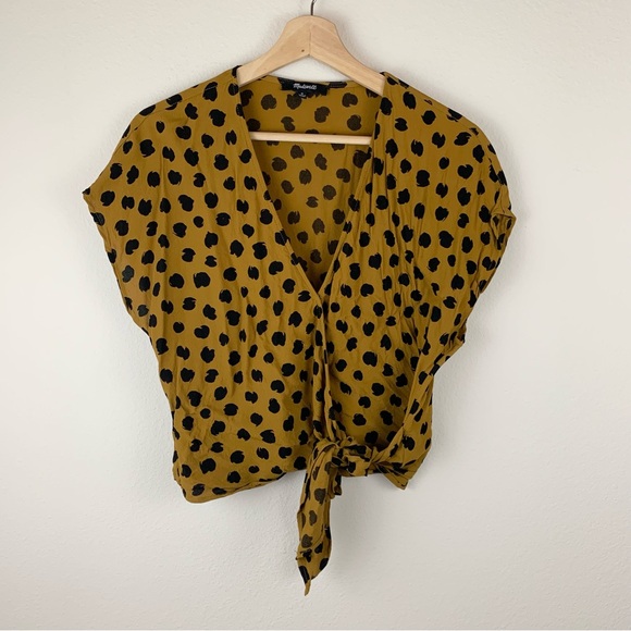 Madewell cheetah print short sleeve wrap blouse - Picture 1 of 6